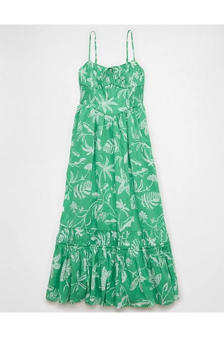 AE Corset Tiered Midi Dress Women's Green L by AMERICAN EAGLE