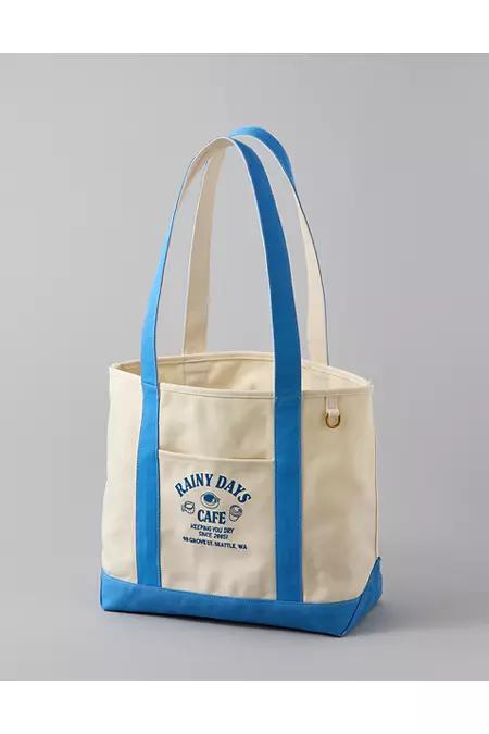 AE Cotton Canvas Rainy Day Cafe Tote Bag Women's Blue by AMERICAN EAGLE