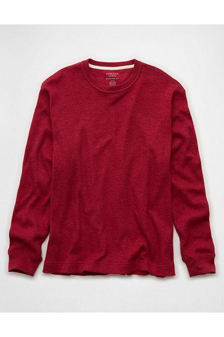 AE Cozy Waffle Thermal T-Shirt Men's Brick Red by AMERICAN EAGLE