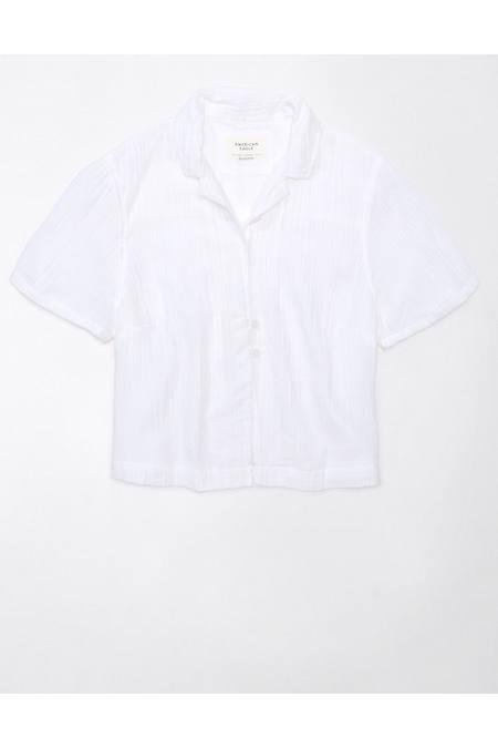 AE Cropped Cabana Shirt Women's White XS by AMERICAN EAGLE