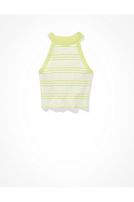 AE Cropped High-Neck Tank Top Women's Yellow S by AMERICAN EAGLE