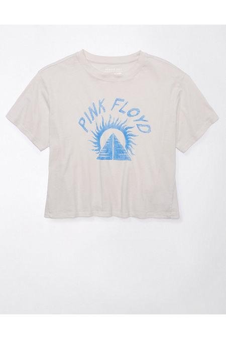 AE Cropped Pink Floyd Graphic Tee Women's Grey XXS by AMERICAN EAGLE