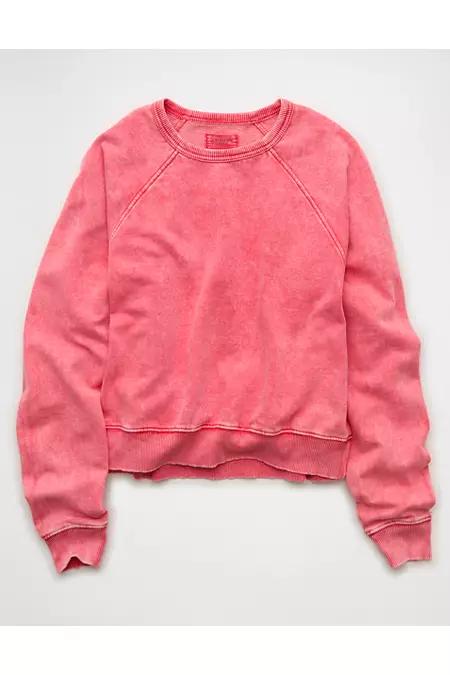 AE Cropped Raglan Sweatshirt Women's Cherry by AMERICAN EAGLE