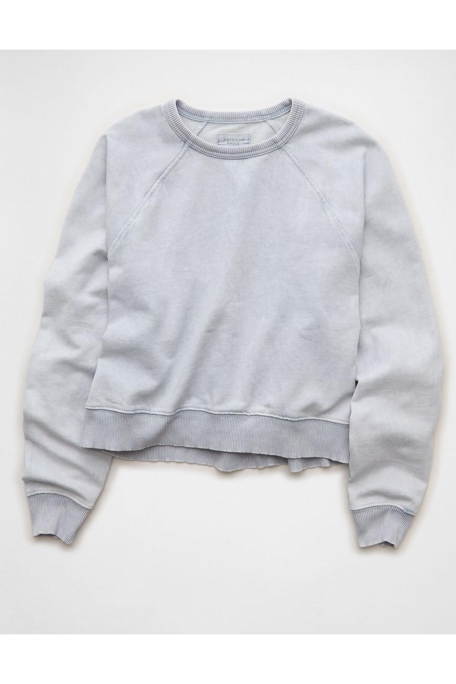 AE Cropped Raglan Sweatshirt Women's Light Blue by undefined
