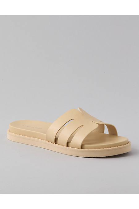 AE Cutout-Strap Vegan Leather Slide Sandal Women's Sand by AMERICAN EAGLE
