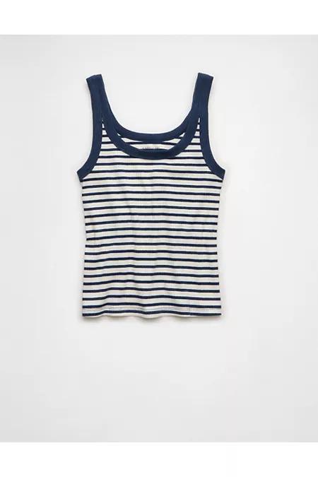 AE Daily Fave Tank Top Women's Retro Indigo Stripe by AMERICAN EAGLE