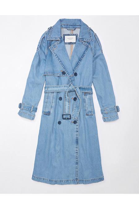 AE Denim Trench Coat Women's Medium Wash by AMERICAN EAGLE