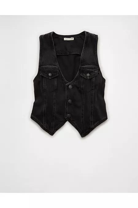 AE Denim Vest Women's Black Wash by AMERICAN EAGLE AE Denim Vest Women's Black Wash by AMERICAN EAGLE