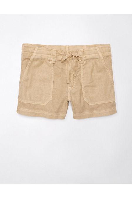 AE Dreamy Drape Linen-Blend Carpenter Short Women's Camel by AMERICAN EAGLE AE Dreamy Drape Linen-Blend Carpenter Short Women's Camel by AMERICAN EAGLE