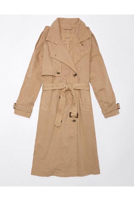 AE Dreamy Drape Trench Coat Women's Sand M by AMERICAN EAGLE