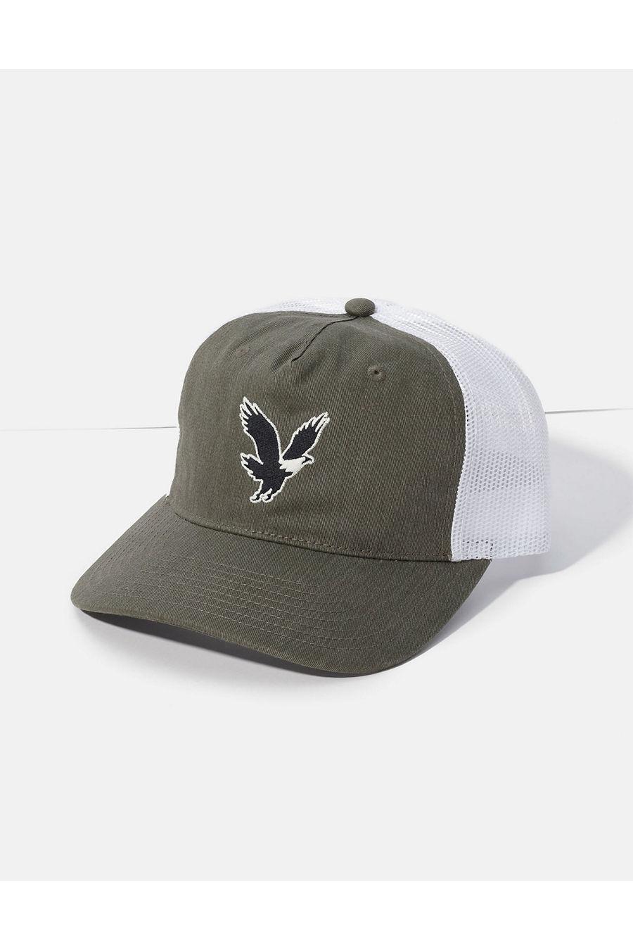 AE Eagle Twill Trucker Hat Men's Olive by AMERICAN EAGLE