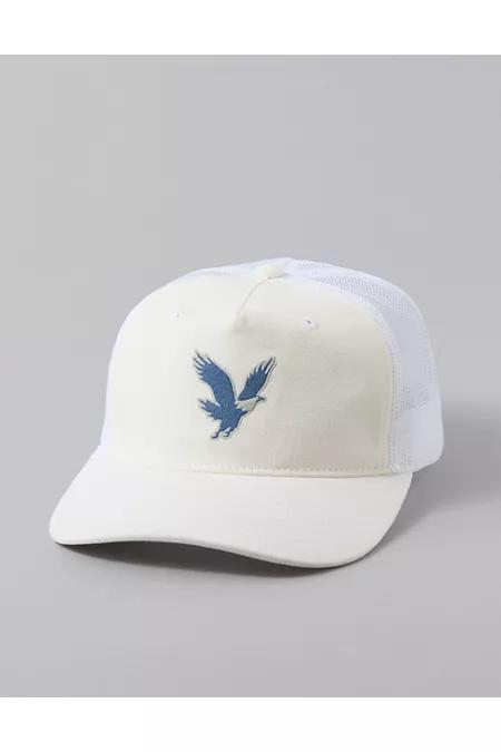 AE Eagle Twill Trucker Hat Men's White by AMERICAN EAGLE