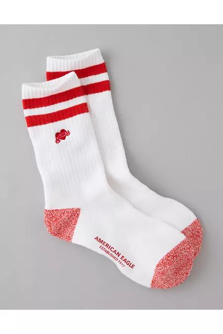 AE Embroidered Valentine's Day Crew Socks Men's White by AMERICAN EAGLE