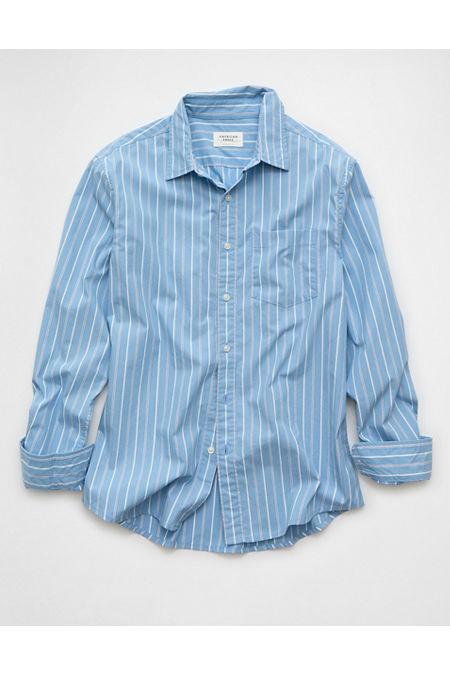 AE Everyday Standard Fit Poplin Button-Up Shirt Men'sight Blue by AMERICAN EAGLE