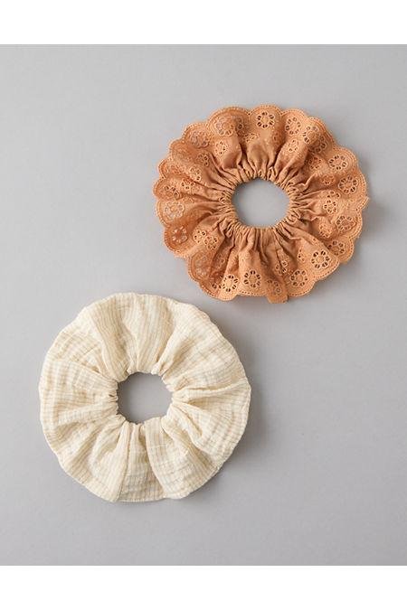 AE Eyelet Scrunchie 2-Pack Women's Terracotta One Size by AMERICAN EAGLE