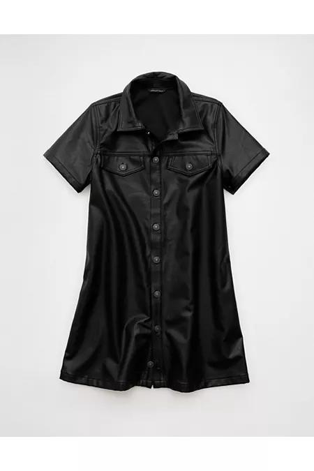 AE Faux Leather Mini Dress Women's Black by AMERICAN EAGLE
