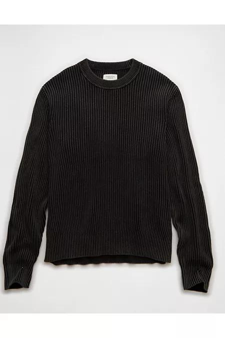 AE Fisherman Crew Neck Sweater Men's Black Wash by AMERICAN EAGLE