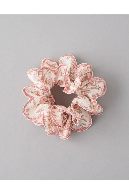 AE Floral Ruffled Scrunchie Women's Coral One Size by AMERICAN EAGLE
