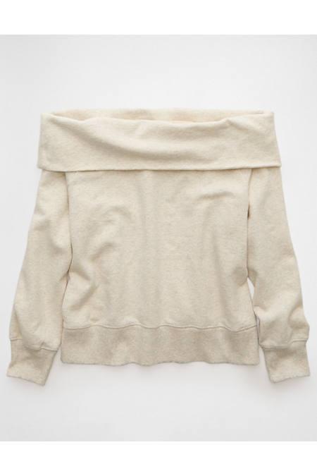 AE Foldover Off-The-Shoulder Sweatshirt Women's Heather Gray by AMERICAN EAGLE AE Foldover Off-The-Shoulder Sweatshirt Women's Heather Gray by AMERICAN EAGLE