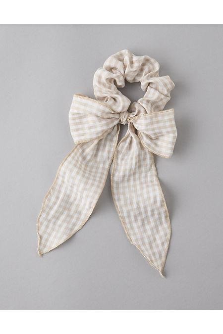AE Gingham Bow Scrunchie Women's Tan One Size by AMERICAN EAGLE