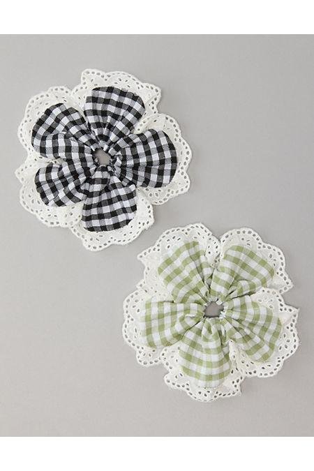AE Gingham Flower Scrunchie 2-Pack Women's Multi One Size by AMERICAN EAGLE