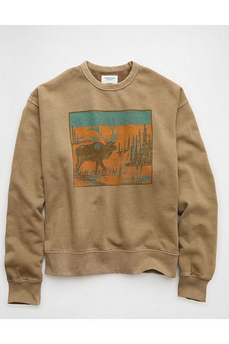 AE Great Outdoors Graphic Sweatshirten's Khaki by AMERICAN EAGLE
