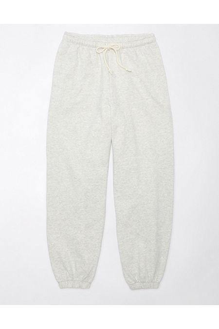 AE High-Waisted Baggiest Fleece Jogger Women's Heather Gray L by AMERICAN EAGLE