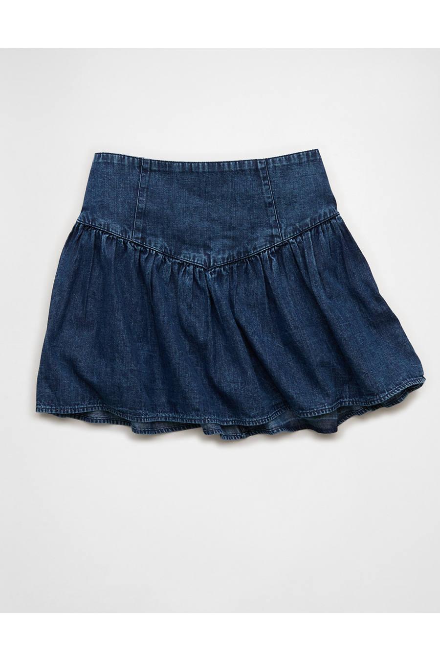 AE High-Waisted Drop-Waist Mini Skirt Women's Dark Wash by AMERICAN EAGLE