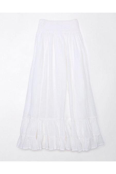 AE High-Waisted Tiered Maxi Skirt Women's White M by AMERICAN EAGLE