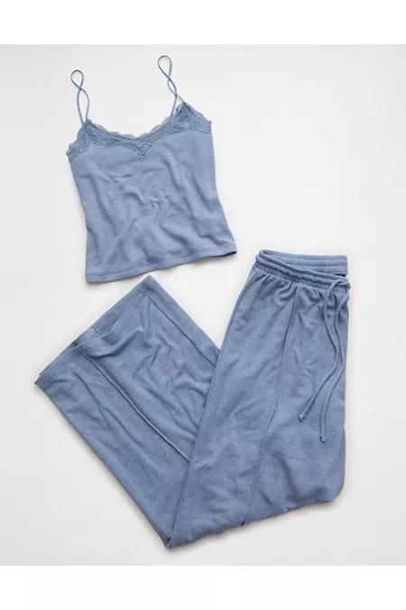 AE Lace Trim Lounge Set Women's Powder Blue by AMERICAN EAGLE