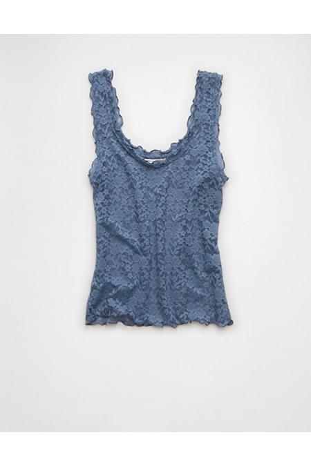 AE Lacey Scoop Neck Tank Top Women's Powder Blue by AMERICAN EAGLE AE Lacey Scoop Neck Tank Top Women's Powder Blue by AMERICAN EAGLE