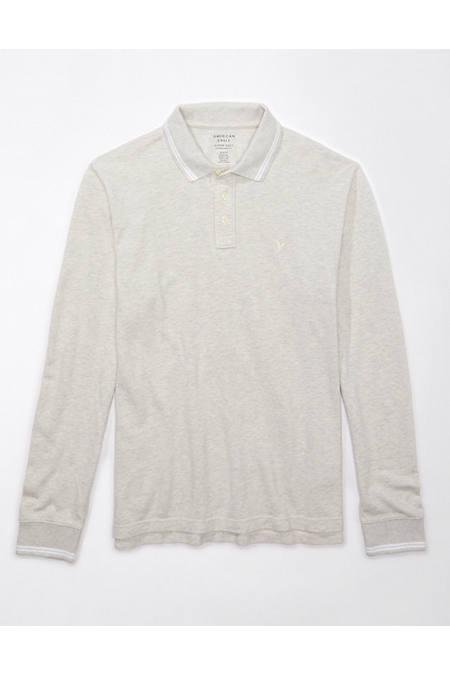 AE Legend Tipped Pique Polo Shirt Men's Oatmeal Heather M by AMERICAN EAGLE