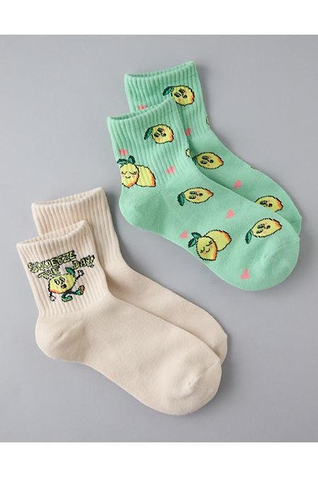 AE Lemon Boyfriend Socks 2-Pack Women's Multi One Size by AMERICAN EAGLE