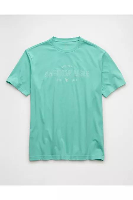 AE Lightweight Icon Logo Graphic T-Shirt Men's Bright Teal by AMERICAN EAGLE