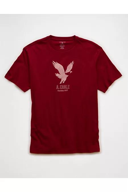 AE Lightweight Icon Logo Graphic T-Shirt Men's Burgundy by AMERICAN EAGLE