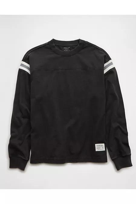 AE Long Sleeve Football T-Shirt Men's Washed Black by AMERICAN EAGLE