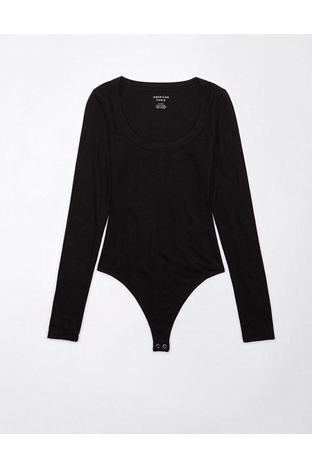 AE Long-Sleeve Scoop Bodysuit Women's Black XL by AMERICAN EAGLE