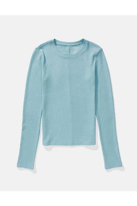 AE Long-Sleeve Thermal Top Women's Light Blue L by AMERICAN EAGLE