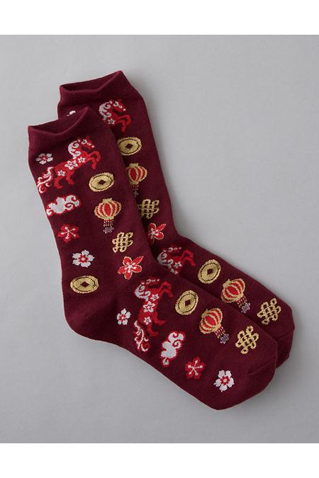 AE Lunar New Year Crew Socks Women's Preppy Red by AMERICAN EAGLE