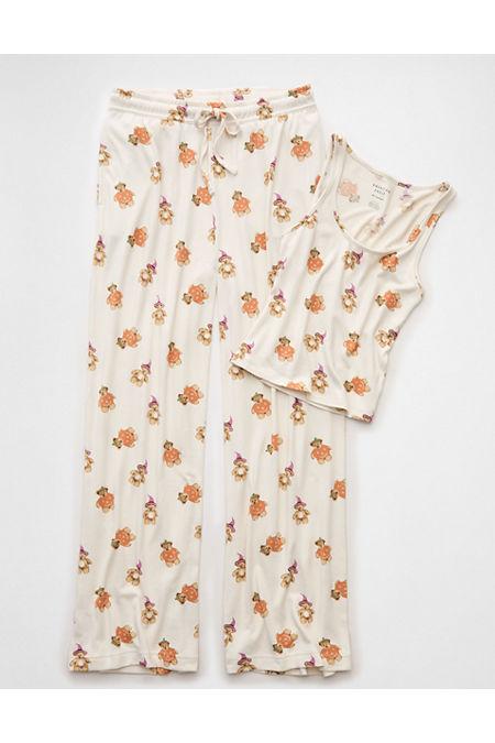 AE Luxe Plush Halloween Tank Top & Pant PJ Set Women's Cream by AMERICAN EAGLE AE Luxe Plush Halloween Tank Top & Pant PJ Set Women's Cream by AMERICAN EAGLE