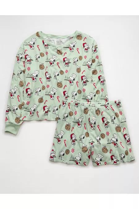 AE Luxe Plush Snoopy Holiday PJ Set Women's Mint by AMERICAN EAGLE