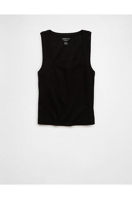 AE Main Squeeze Square Neck Tank Top Women's Black by AMERICAN EAGLE
