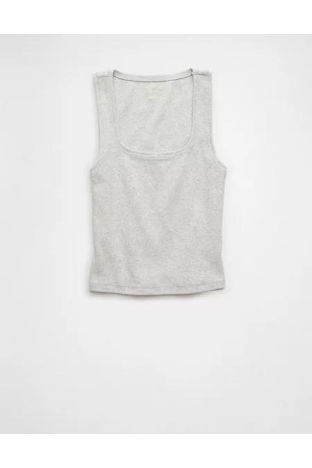AE Main Squeeze Square Neck Tank Top Women's Heather Gray by AMERICAN EAGLE