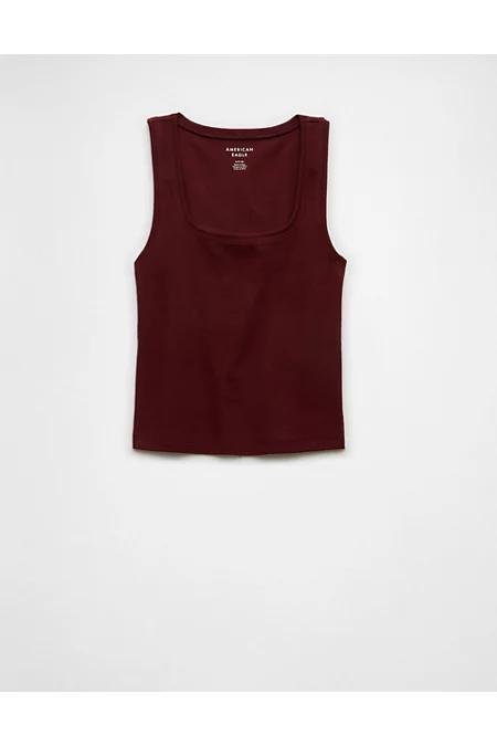 AE Main Squeeze Square Neck Tank Top Women's Wineberry by AMERICAN EAGLE AE Main Squeeze Square Neck Tank Top Women's Wineberry by AMERICAN EAGLE