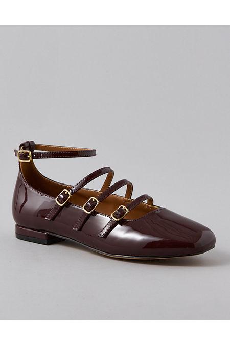 AE Multi-Strap Mary Jane Flat Women's Burgundy by AMERICAN EAGLE