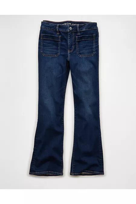 AE Next Level High-Waisted Kick Bootcut Crop Jean Women's Dark Rich Indigo by AMERICAN EAGLE