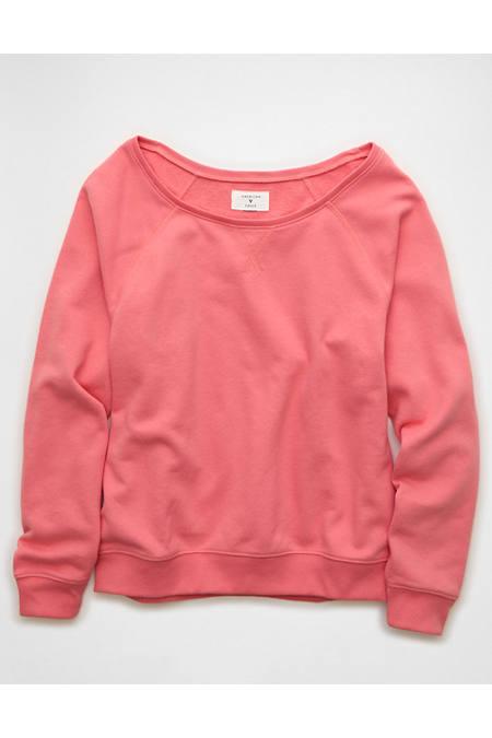 AE Off The Shoulder Sweatshirt Women's Coral by AMERICAN EAGLE