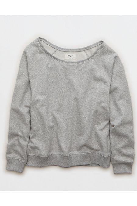 AE Off The Shoulder Sweatshirt Women's Heather Gray by AMERICAN EAGLE