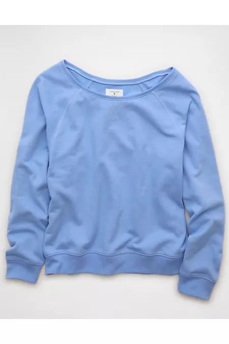 AE Off Thehoulderweatshirt Women's Blue Daylight by AMERICAN EAGLE