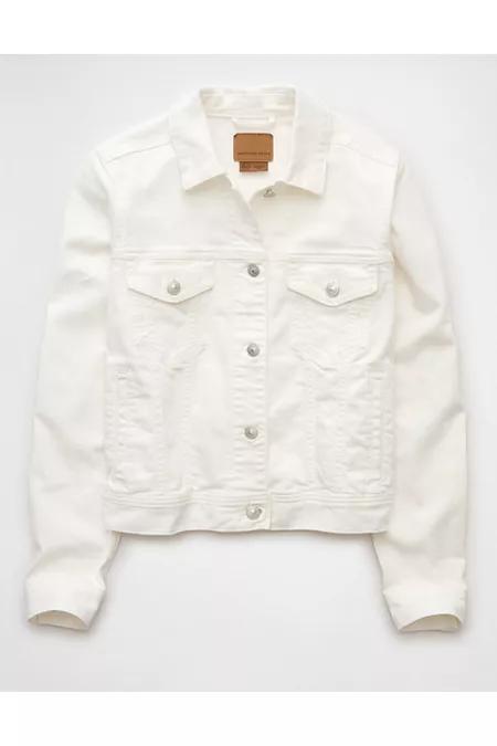 AE Oversized Boyfriend Denim Jacket Women's White by AMERICAN EAGLE AE Oversized Boyfriend Denim Jacket Women's White by AMERICAN EAGLE